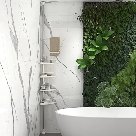 Silver Tube Corner Shelf Of Bathroom